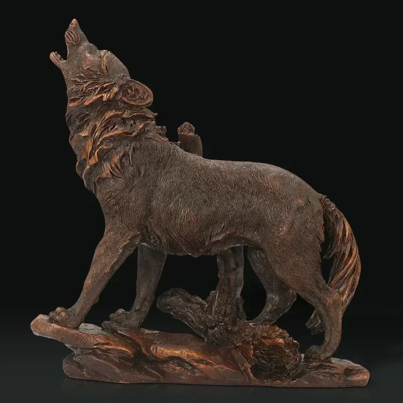 Nordic wild wolf totem decorative statue，Resin modern art sculpture Domineering home living room outdoor garden statue