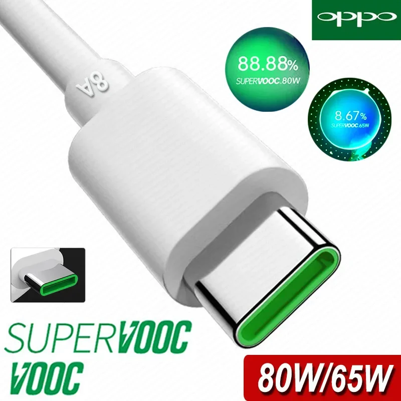 Original OPPO Usb C Cable Super vooc 80W 65W Fast Charge OPPO Find X5 X3 X2 X Pro Lite Neo N2 Flip Reno 10 8 6 5 A78 Type C Cord