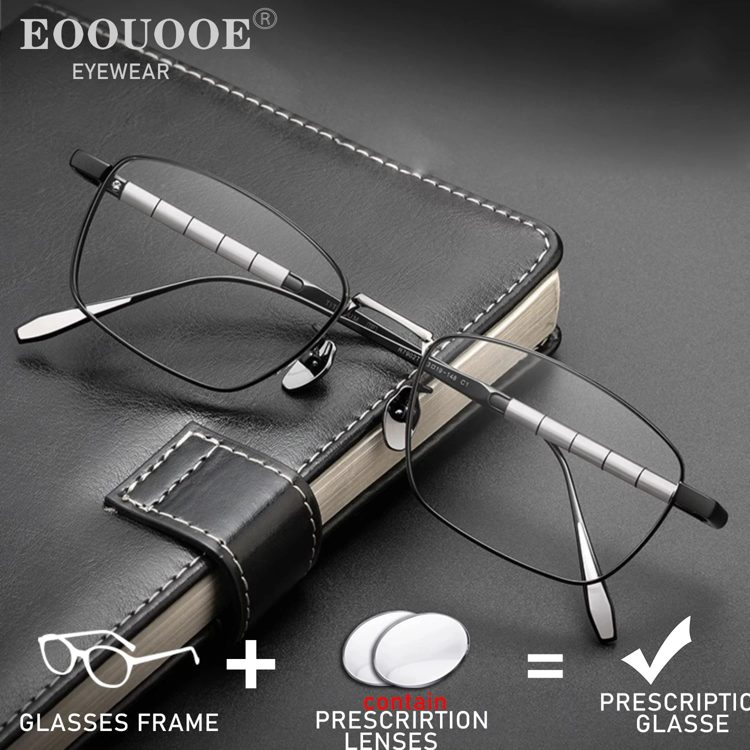 

New Fashion Spring Men's Optical Glasses Progressive Myopia Hyperopia Lenses Eyeglasses Ultra Light Titanium Retro Square Frame