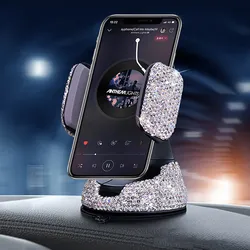 Support de téléphone de voiture Diamond Bling, support en cristal biscuits, ajustement universel, support mobile, accessoires d'intérieur de voiture pour femmes