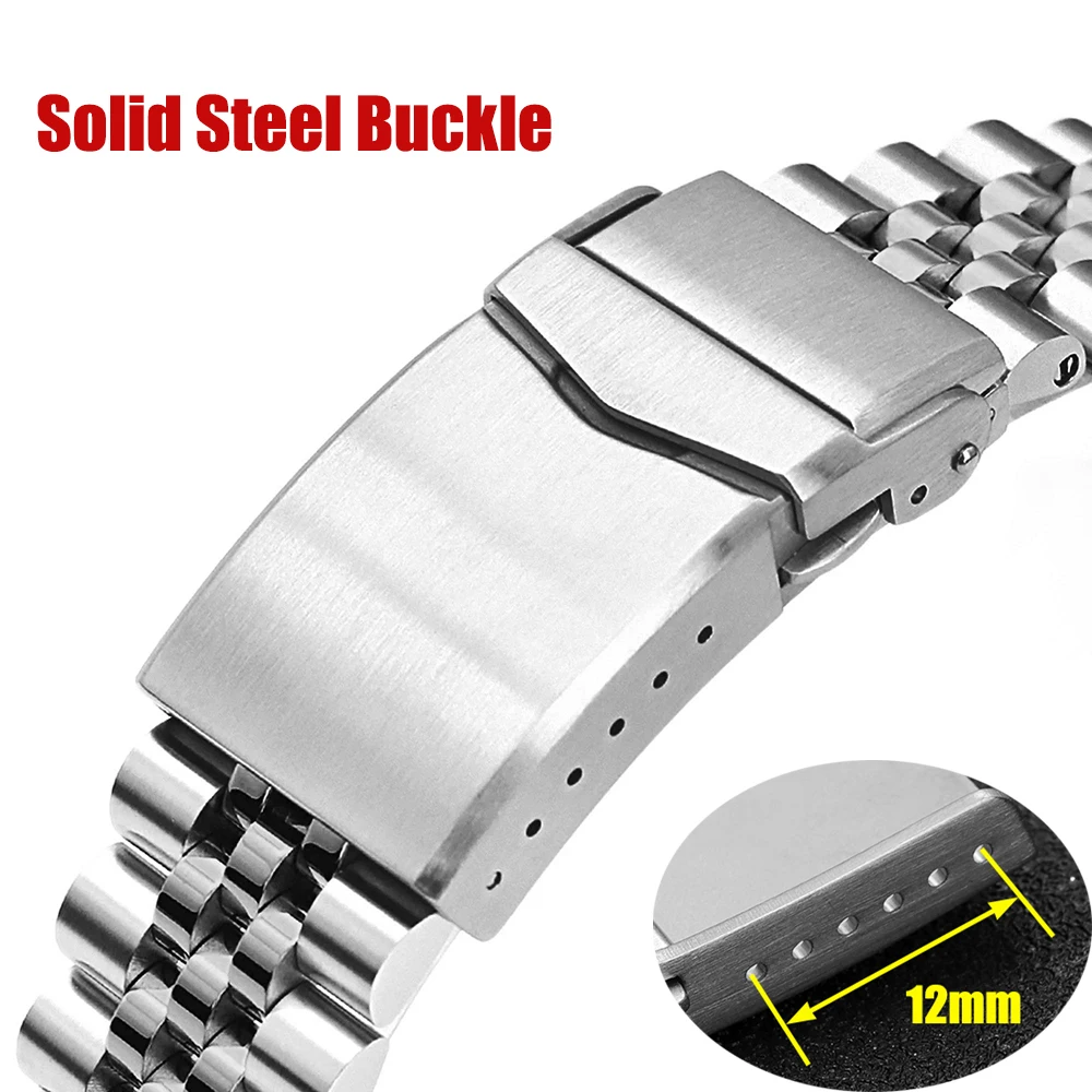 Solid Folding Buckle 18mm 20mm 22mm Watch Clasp 316L Solid Stainless Steel Men&Women Watch Buckles for Silicone Metal Strap