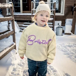 hand Embroidery Name Sweater Custom Name Sweater, Personalized Baby Sweater, Newborn Girl Coming Outfit winter baby girl clothes