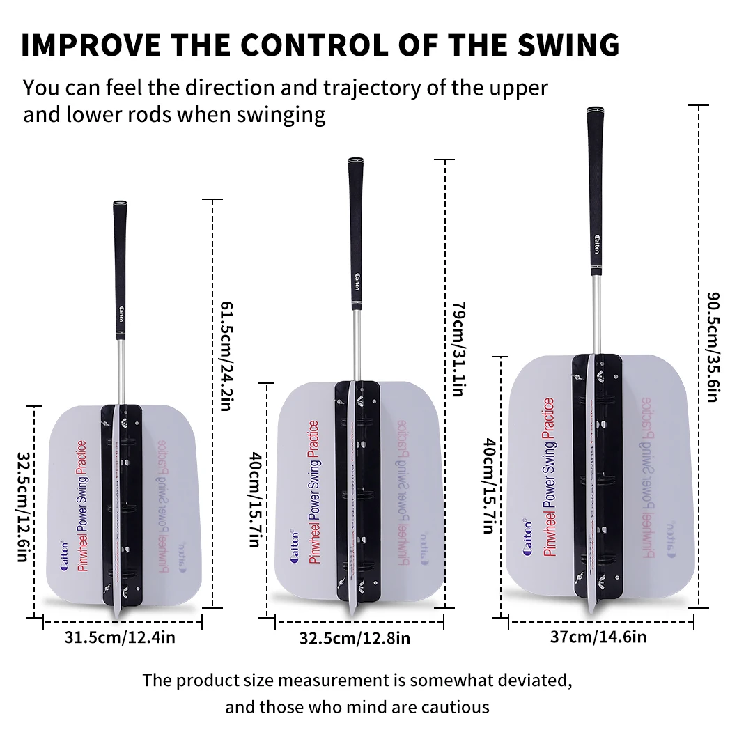 Caiton Golf Swing Trainer 24.2-35.6in Wind Resistance Fan, Pinwheel Power Practice Aid for Wrist Arm Back Tempo Warm Up Golfers