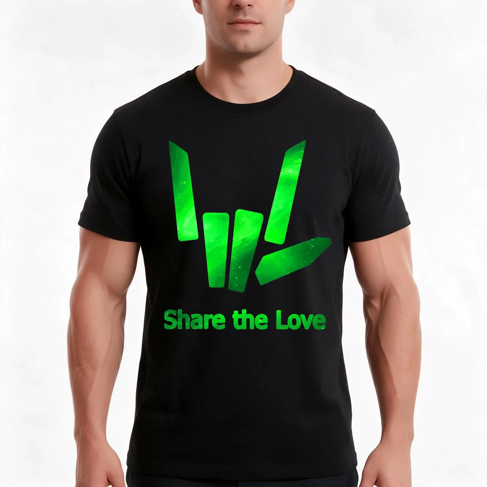 High quality Kids Share The Love Green Galaxy Logo T-Shirt Summer Casual Cotton Tee Oversized Streetwear Tops 100% Cotton