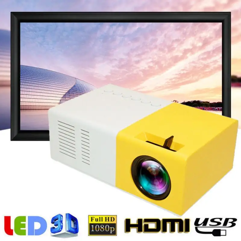 J9 Pro LED Mini Projector 480x360 Pixels Supports 1080P HDMI-compatible USB Audio Portable Home Media Video Player