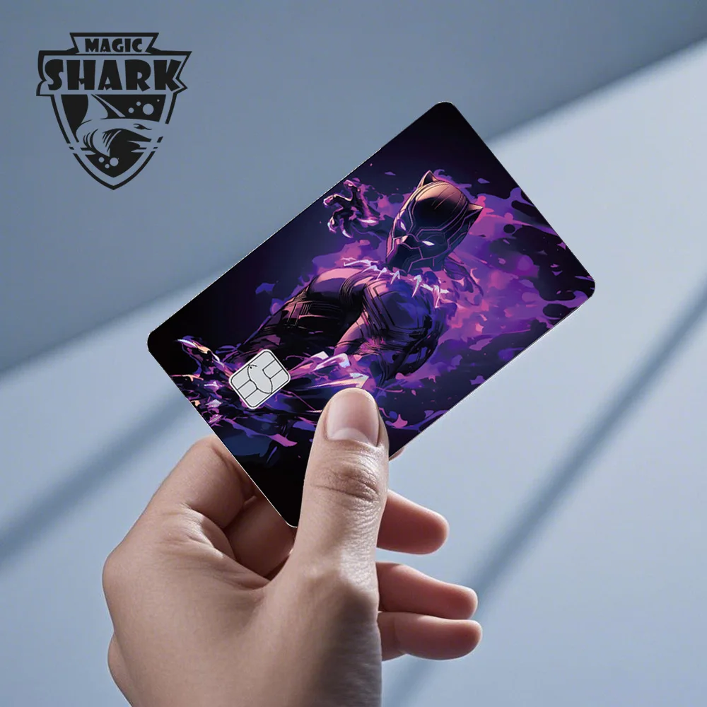 Magic Shark Deapool Venom Spiderman Captain American Ironman Shinny Holographic Sticker Film Skin for Debit Credit Card No Fade view 3