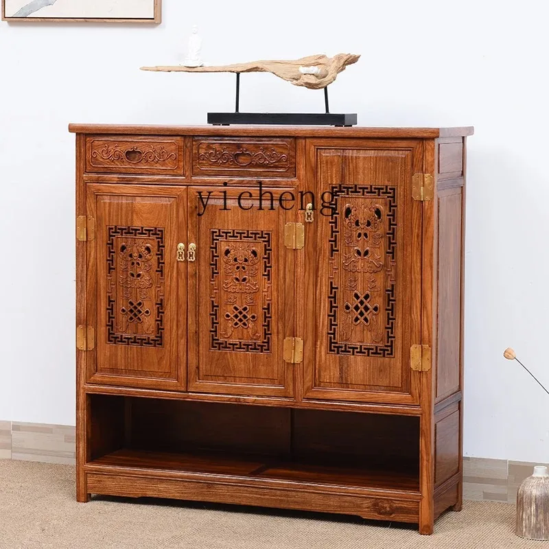 Furniture, Rosewood Solid Wood Chinese Modern Shoe Cabinet Balcony Storage Porch Dining Side CabinetD24