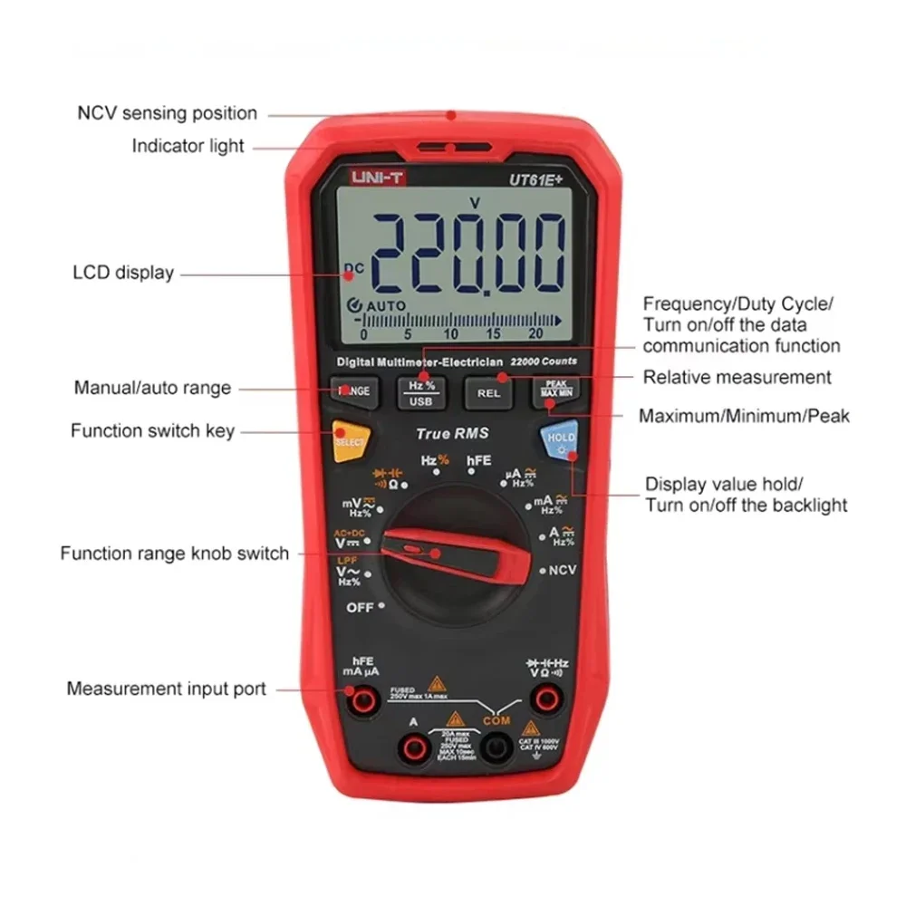 UNI-T UT61D+ Plus Multimeter Analog Digital Electrical Tester 22000 Counts Ammeter Voltmeter Professional Multi Meter