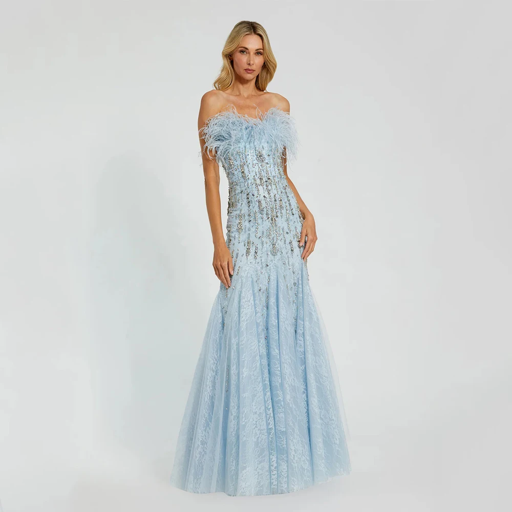 

Arya High Quality Evening Dresses Tulle for Floor-Length Sweetheart Prom Dress Crystal Feather Vestidos De Fiesta Customized