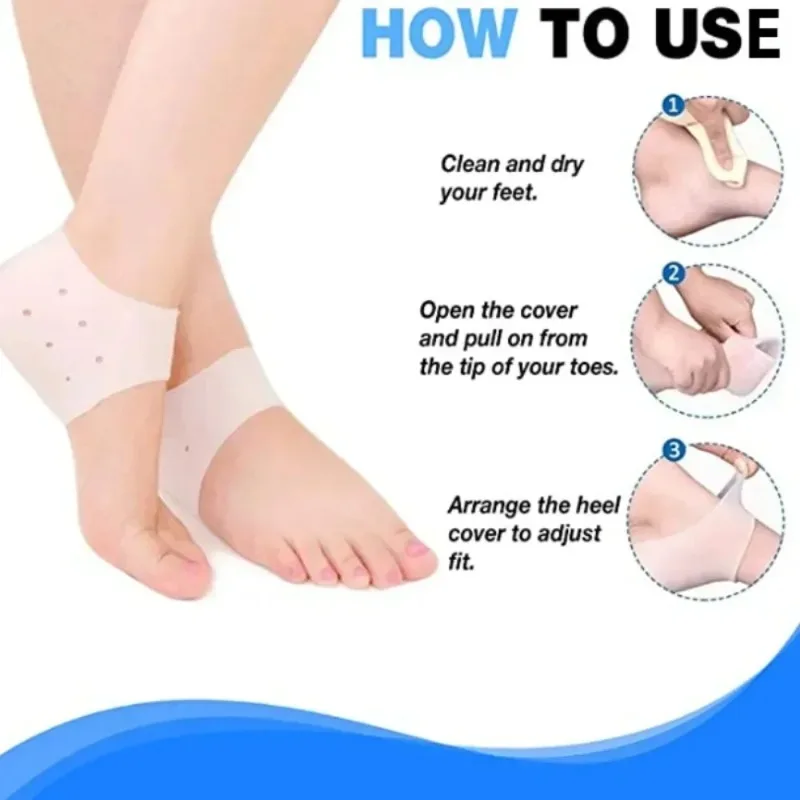 Chaussettes en silicone pour soins des pieds, gel hydratant, talon fin avec trou, pieds fissurés, protecteurs de la peau, pédicure, nouveau, 2 pièces