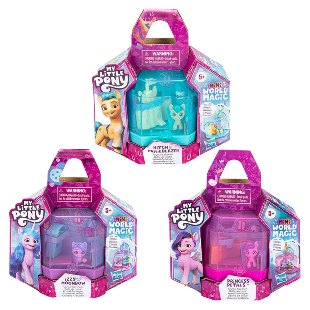 

My Little Pony Mini World Magic Crystal Keychain Izzy Moonbow Princess Pipp Petals Portable Playset Girls Play House Toys