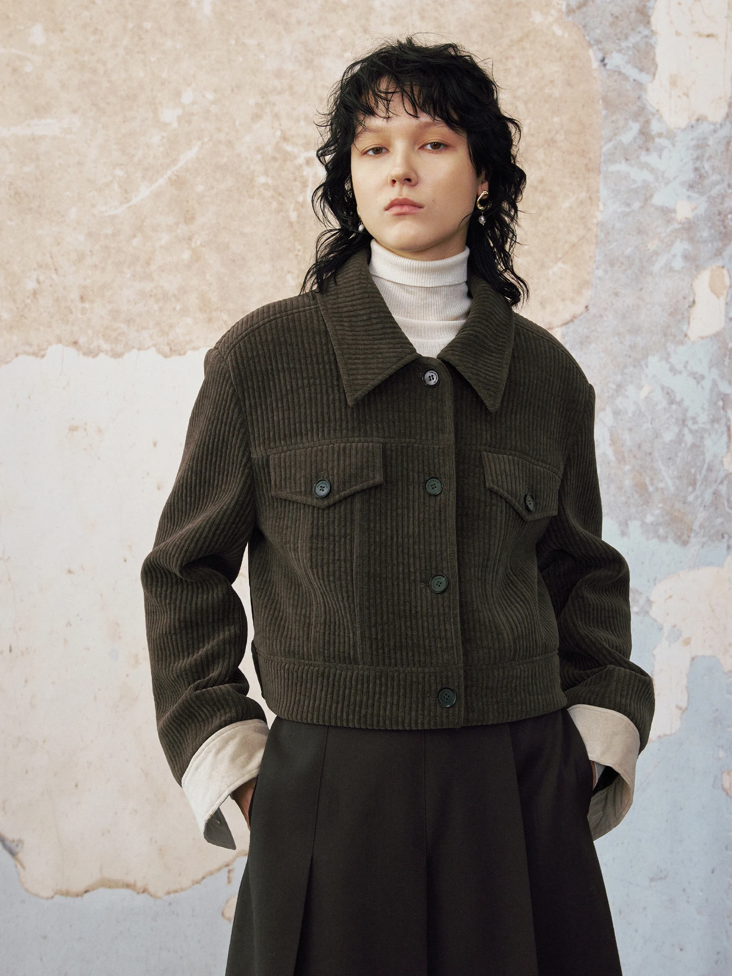 

MeeMeeLab Ele Retro Утепленная мягкая вельветовая куртка в клетку с цветовыми блоками для женщин, теплая осенняя верхняя одежда