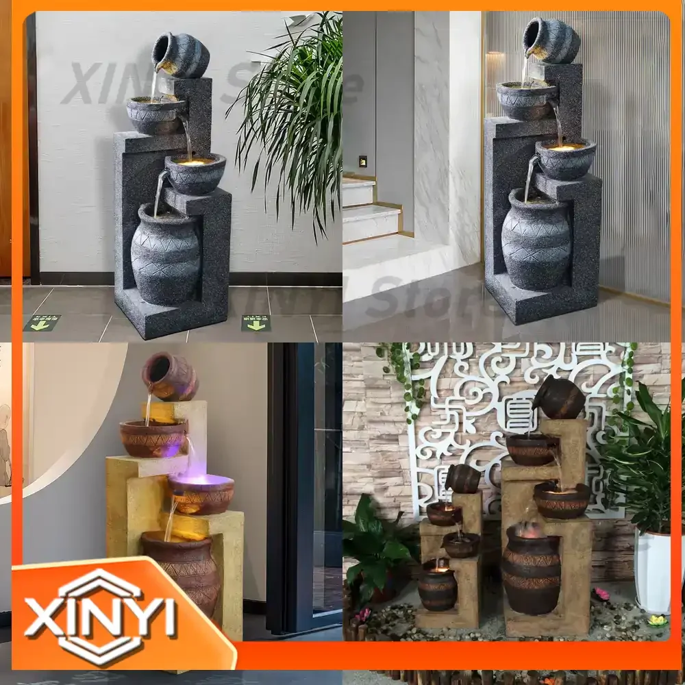 European Style Water Fountain for Living Room Balcony Indoor Bonsai Garden Yard Decoration Landscape Lucky Feng Shui Floor