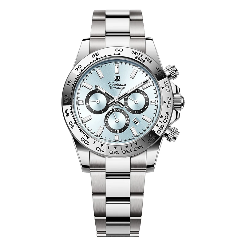 Hot Selling Men Automatic Mechanical Watch Ice BlueDial Stainless Steel  Luxury Sport Business Male Wristwatch Best Gift for Men