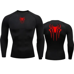 Anime Spider Compression Shirt Long Sleeve For Men Gym Fitness Sportswear Rashguard Bodybuilding Dry Fit Clothing Running Wear