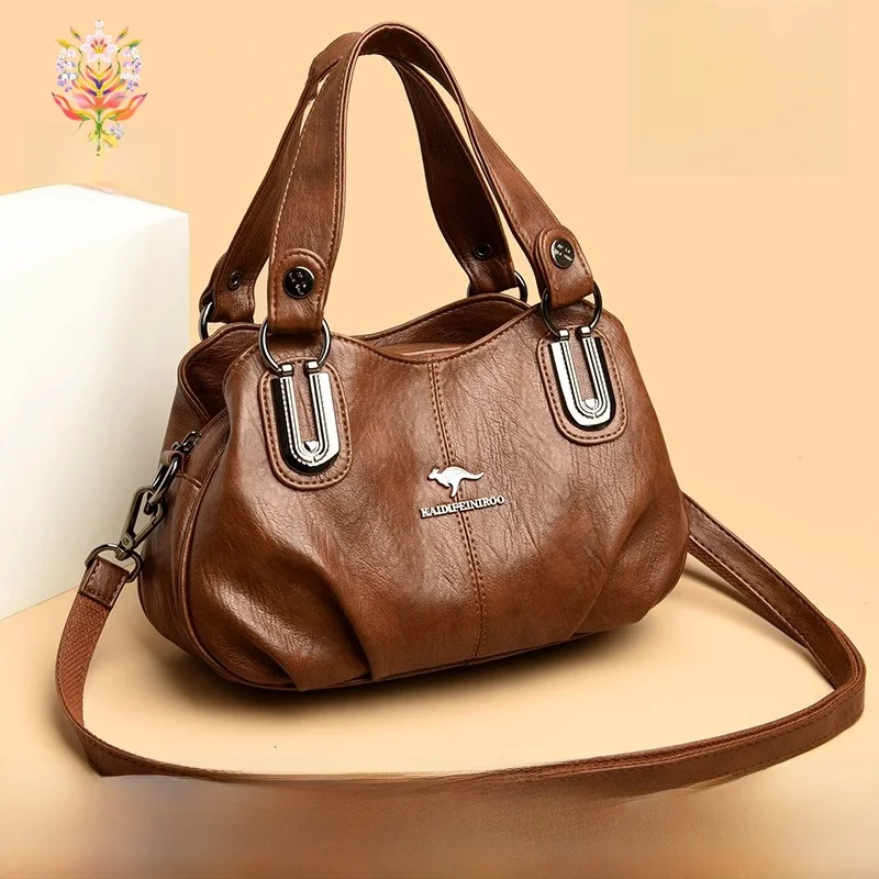 

Мягкая кожаная сумка через плечо для женщин среднего возраста, дамская сумочка в британском стиле с застежкой-молнией, для повседневного использования