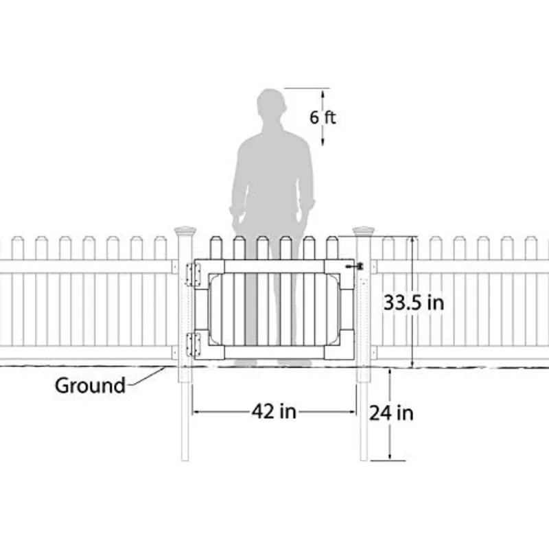 ZP19004 Brama Picket niezmontowana, 33-1/2" wys. x 42" szer. Biała