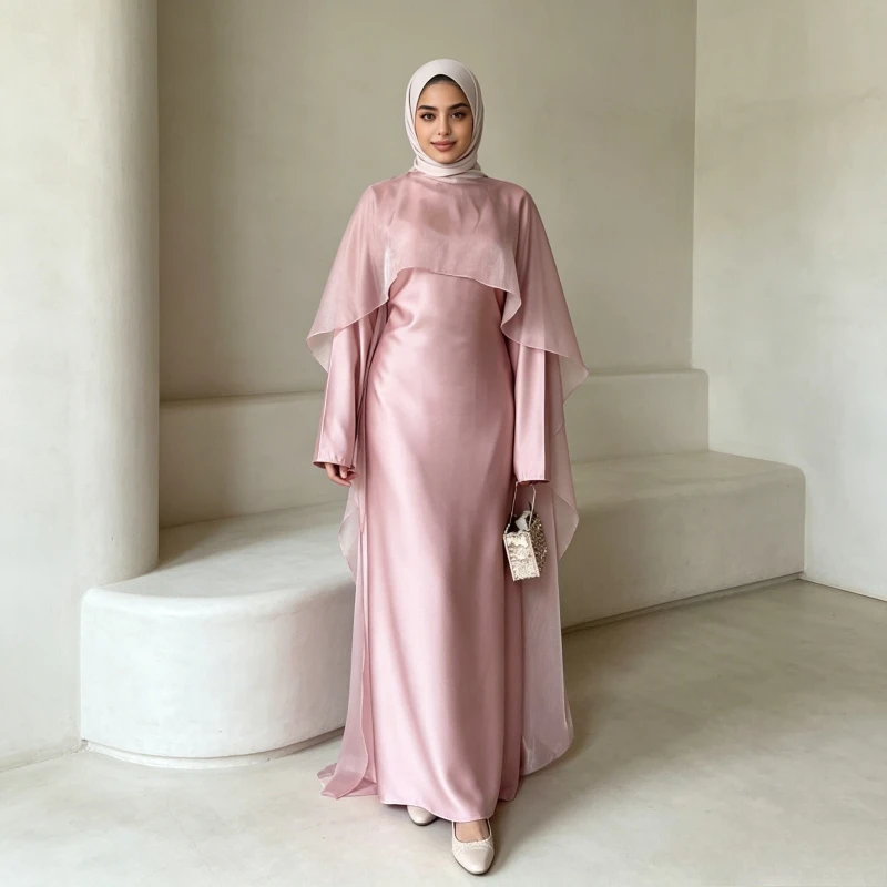 Eid Women Dress Cape Abaya Muslim Solid Kaftan Ramadan Party Dresses Vestidos Morocco Dubai Jalabiya Islam Arab Robe Spring 2026