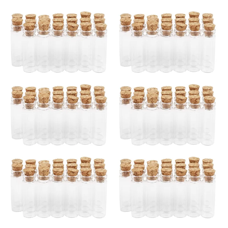 【Hot Cake】120Pcs 11X32mm Tiny Mini Empty Clear Cork Glass Bottles Vials 2Ml