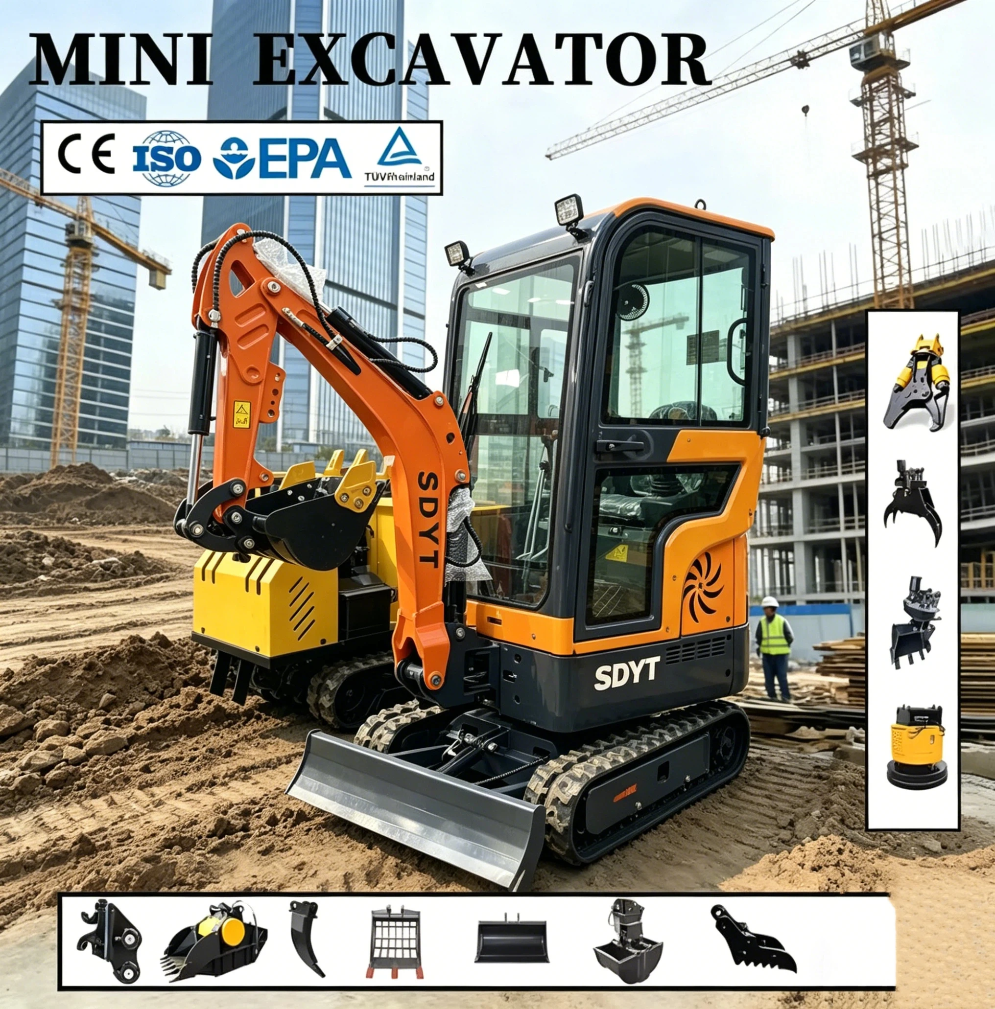 

2026 Customized Kubota Engine 2 Ton Hydraulic Mini Excavator High Quality Machinery 1800kg Micro Excavation With Cabin