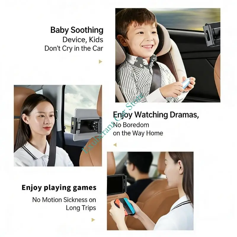 H3CE Universal 360 Rotating Tablet Holder for Car Headrest Designed for Anti Shake Stability on Bumpy or Off Road Terrains