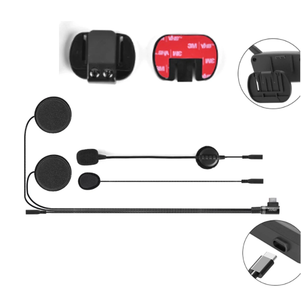 Motorcycle Helmet Intercom Headset Part 2 In Headphone With Hard&soft Microphone + Clips for Teleheer V6 Plus 