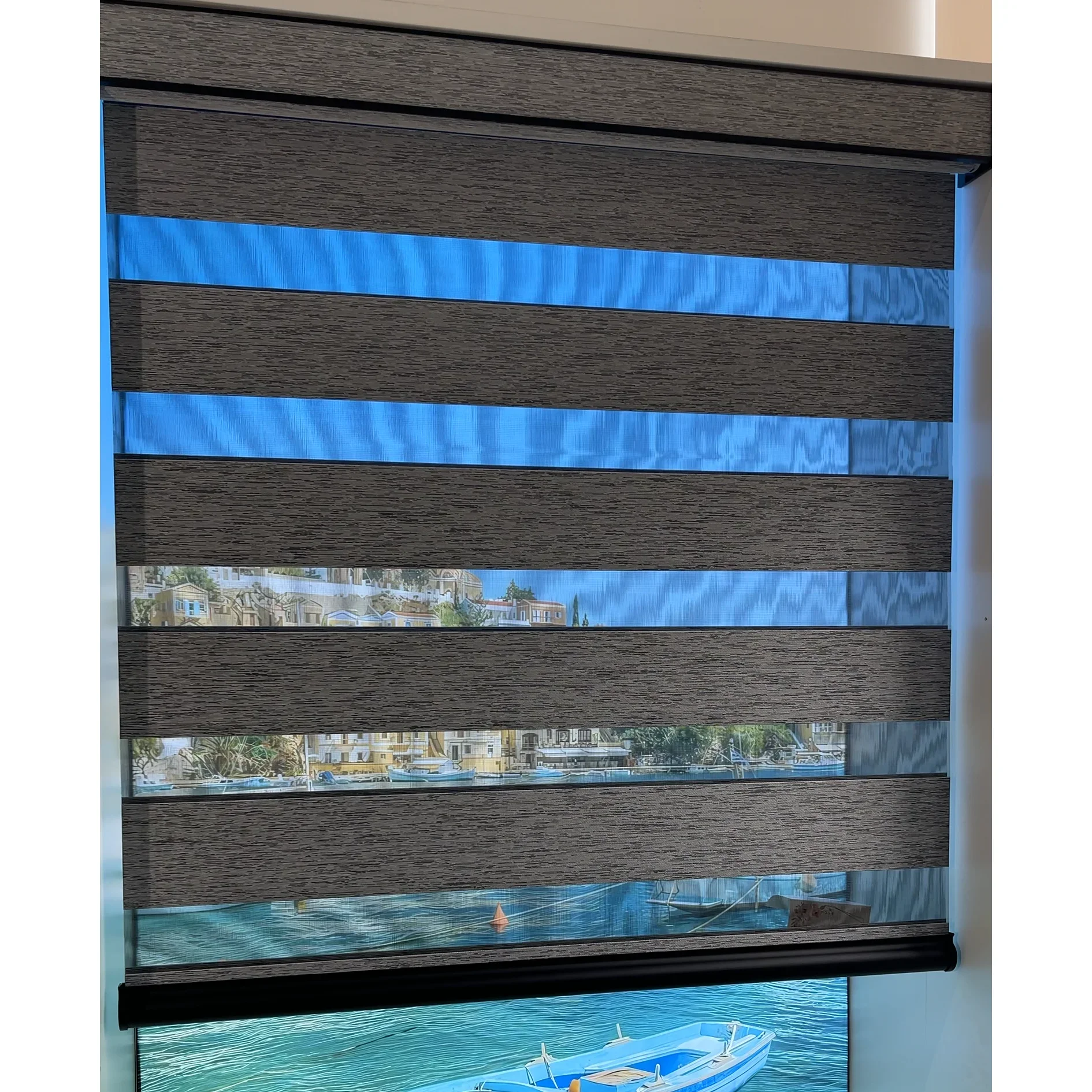 Electric Motorized Zebra Roller Blinds Shades Office Building Automatic Hotel Full Blackout Smart Zebra Bilnds For Window