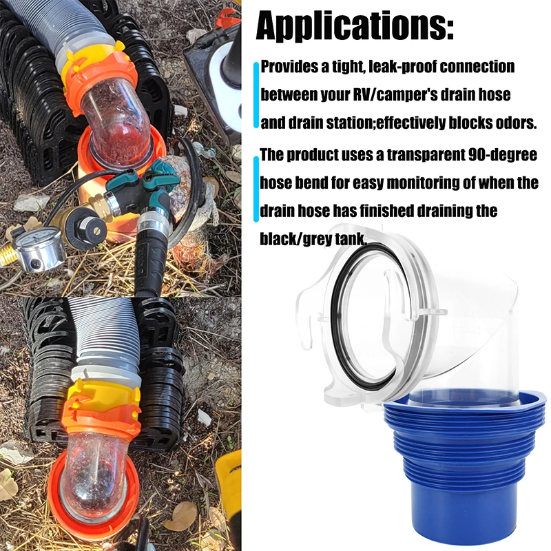 

Прозрачное канализационное колено на 90 градусов — адаптер 6 в 1 для 4 входных отверстий самосвала, универсальный, подходит для канализационных шлангов RV