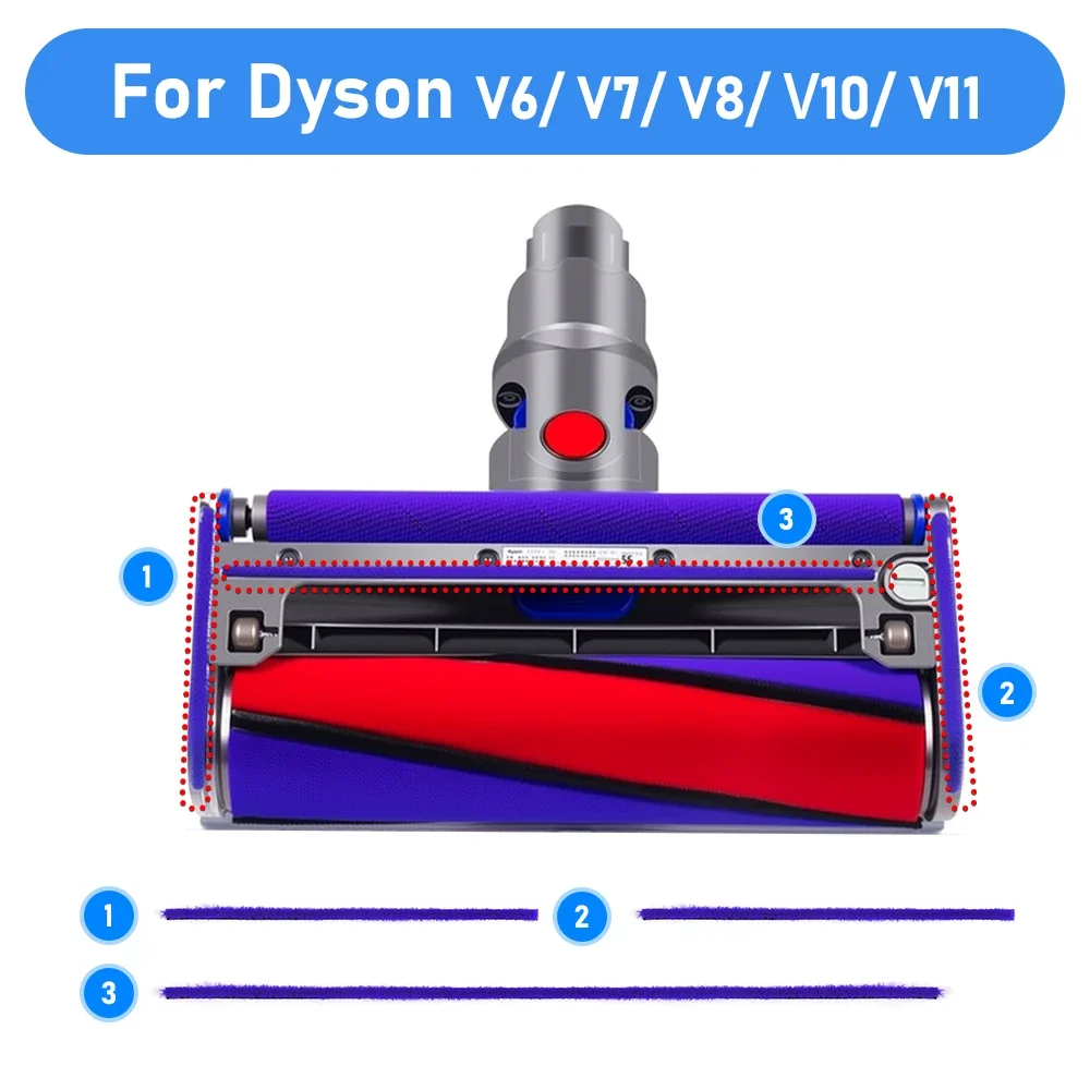 Weiche Plüschstreifen für Dyson V6 V7 V8 V10 V11 Staubsauger, Ersatzzubehör für weiche Rollenköpfe, verschleißfeste Streifen – Detail 1
