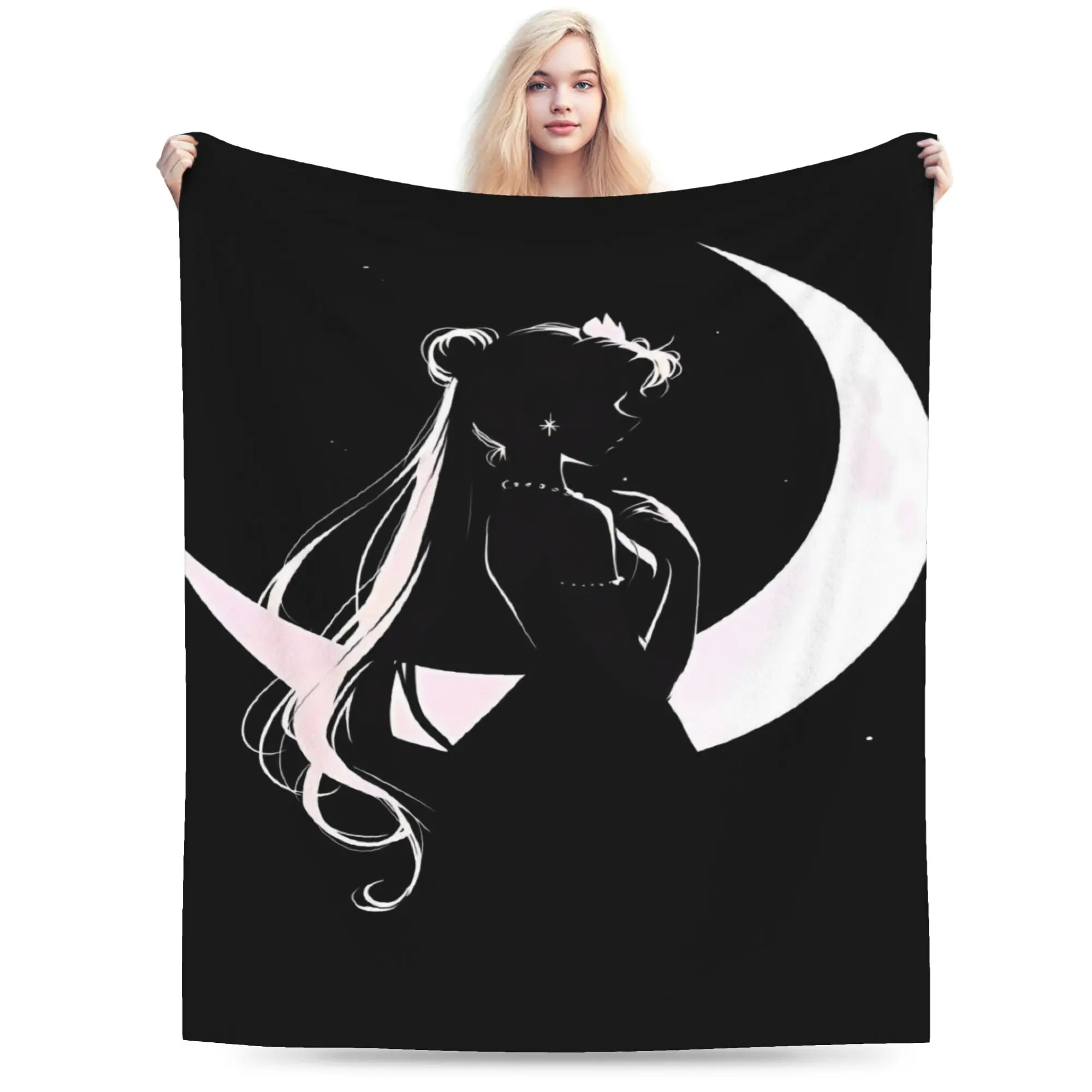 S-Sailor M-Moon Anime Kawaii Flannel Blanket Spring  Super Warm Bedding Throws for Girls Boys Couch Bed Bedspread Sofa Bed Cover