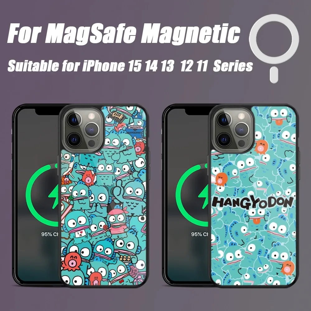 MINISO Hangyodon casing ponsel magnetik, casing penutup ponsel magnetik untuk iPhone 15 14 13 12 11 Pro Max Plus