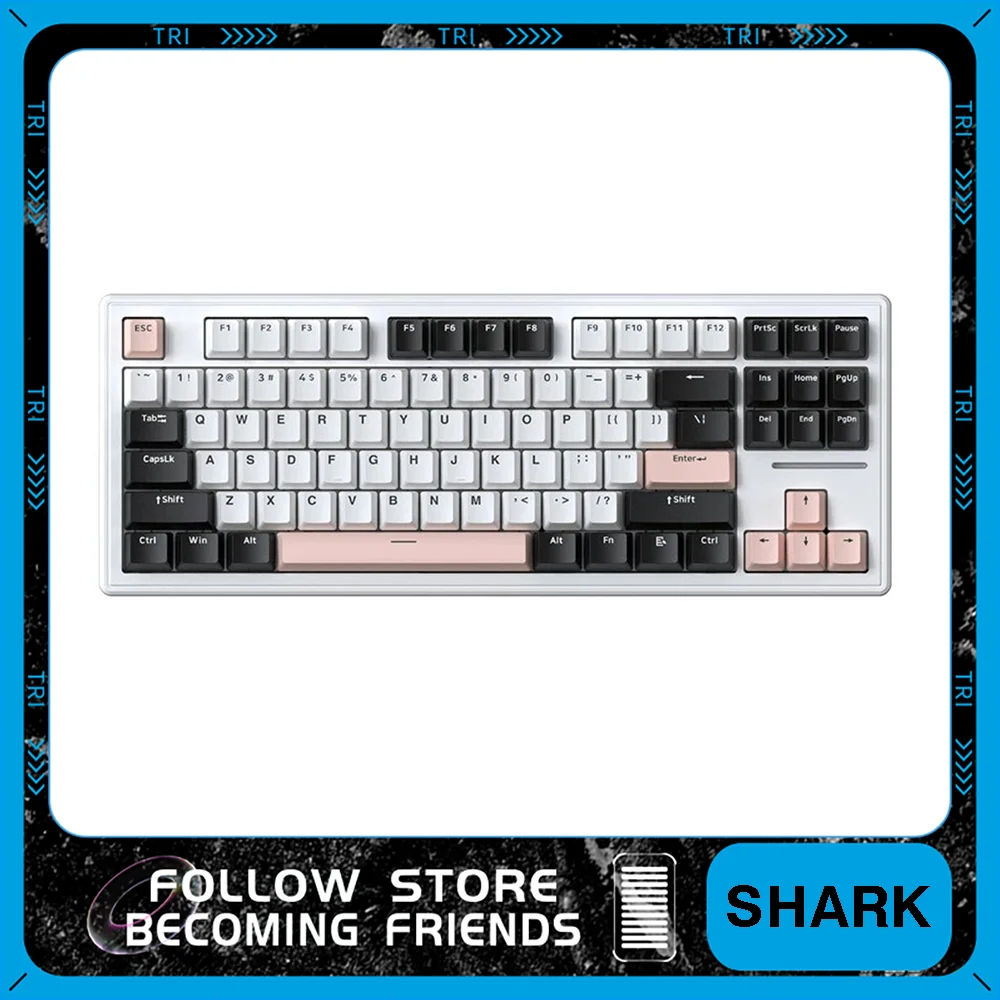 Attack Shark M87 Mechanical Keyboard Three Mode Hot Plug Side Key Cap RGB Backlight Gasket Structure Customized Game Keyboard