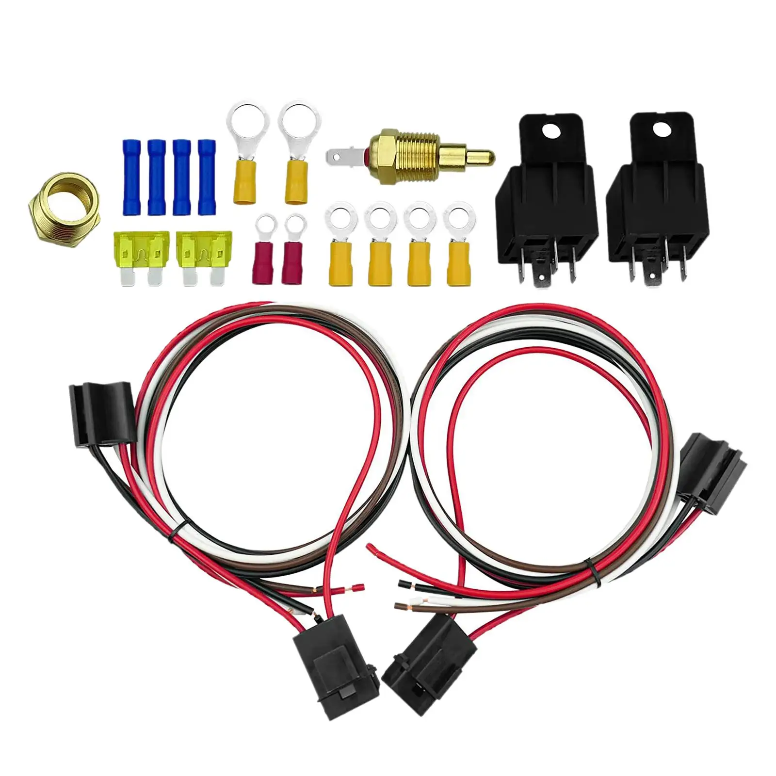 Auto Cooling Fan Relay Kit 185 On 175 Off 40 Amp Relay Thermostat Temperature Sensor Switch