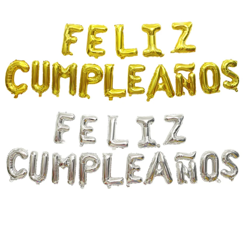 16 Inch Spanish Happy Birthday Foil Letters Feliz Cumpleanos Balloons for  Kids  Adults Party Event Supplies Decoration