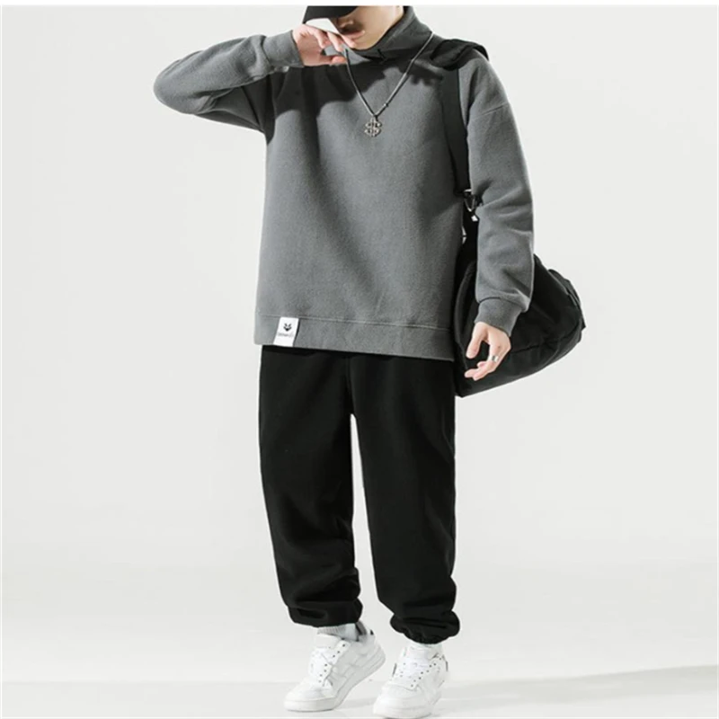 Autumn 2022 Warm Suit Men Two Piece Sets Comfort Fleece Top and Elastic Waist Trousers Loose Clothes Big Size Sportwear Outdoor