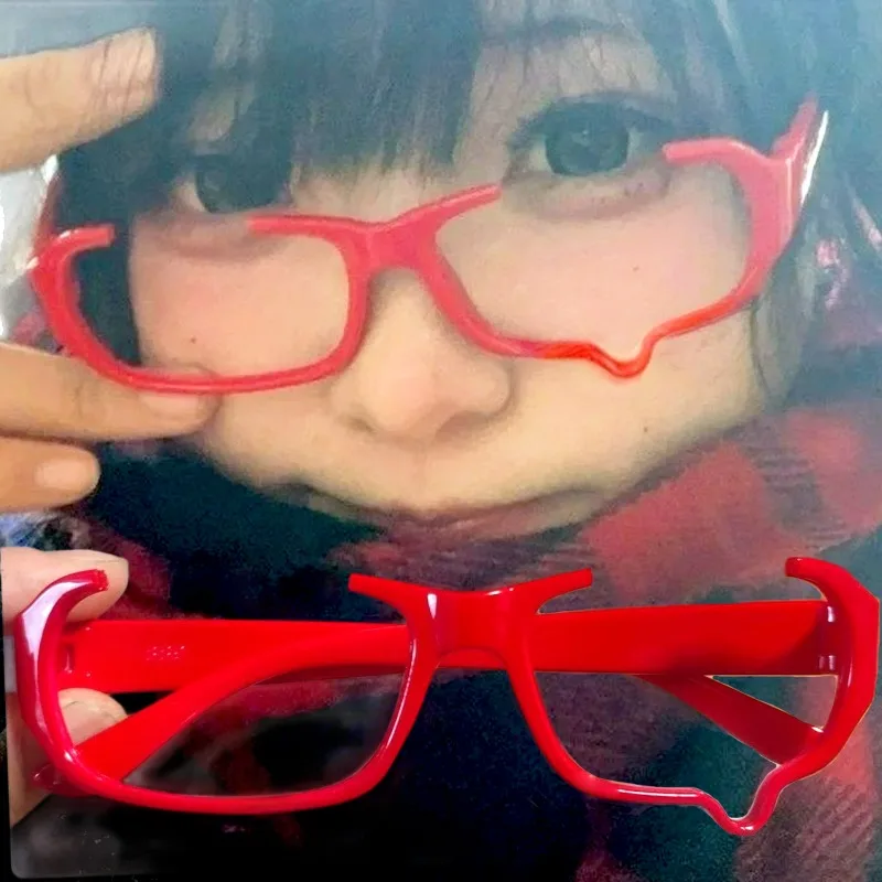 

Y2K Cosplay Crying Eyewear Half Frame Cute Anime Women's Retro Harajuku Glasses Girls Fashion Small Square Clear Eyewear Frame