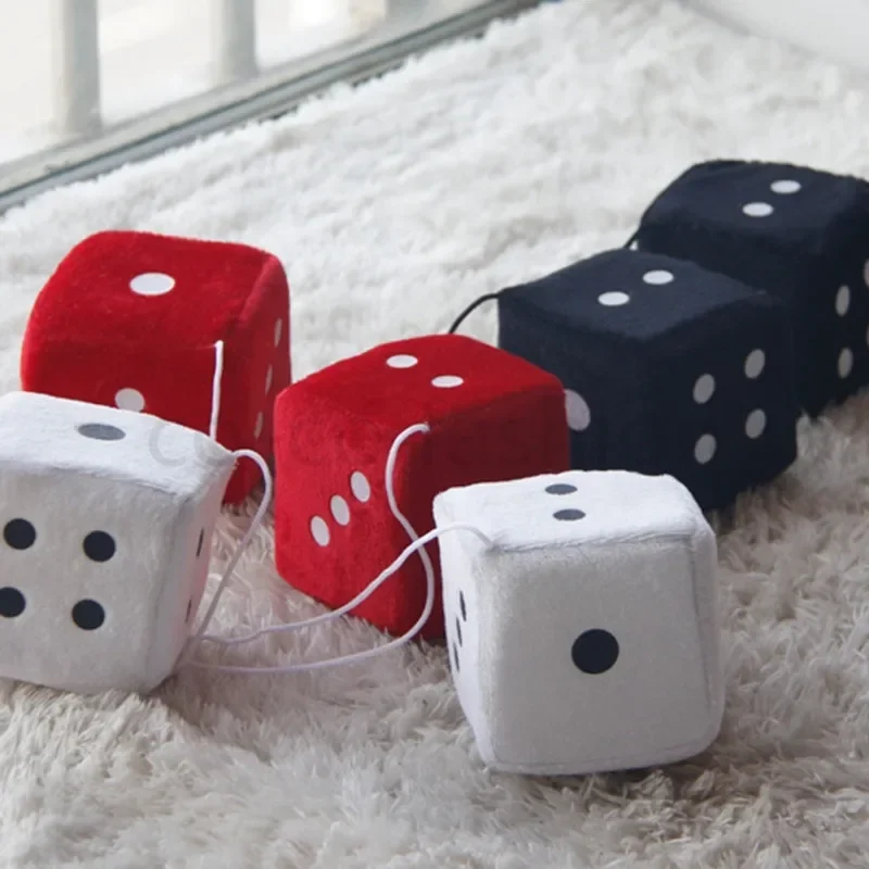 2pcs Plush Dice Toys Velvet Pendants Car Hanger With Suckers Stress Relief Squeeze Cube Fluffy Stuffed Decoration Eid Amagi
