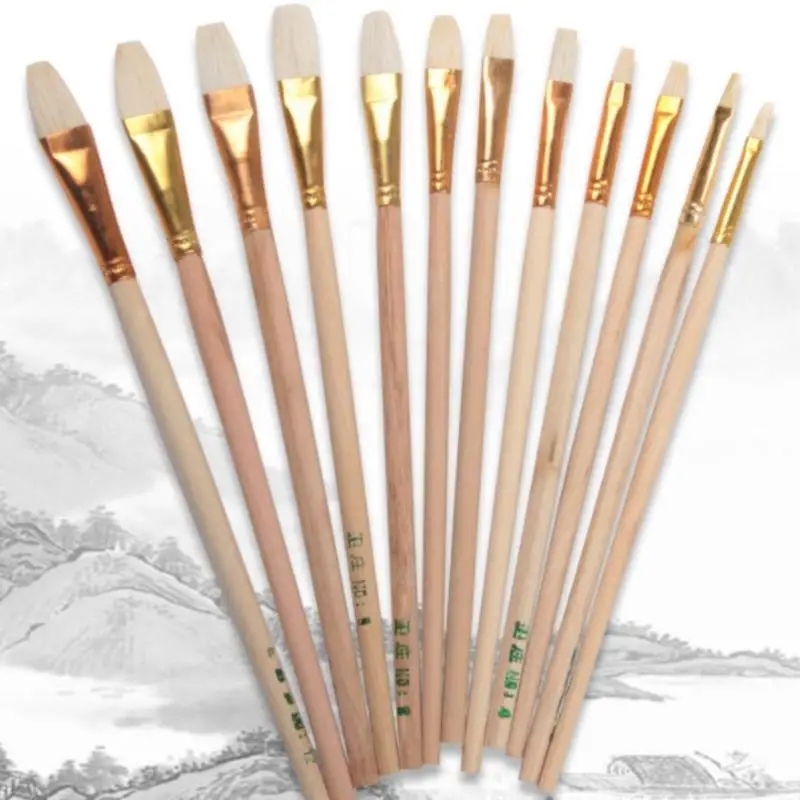 Olaria Art Wool Brush Set, Cerâmica Esmalte Pintura, Colorir Aquarela, 12 Pcs