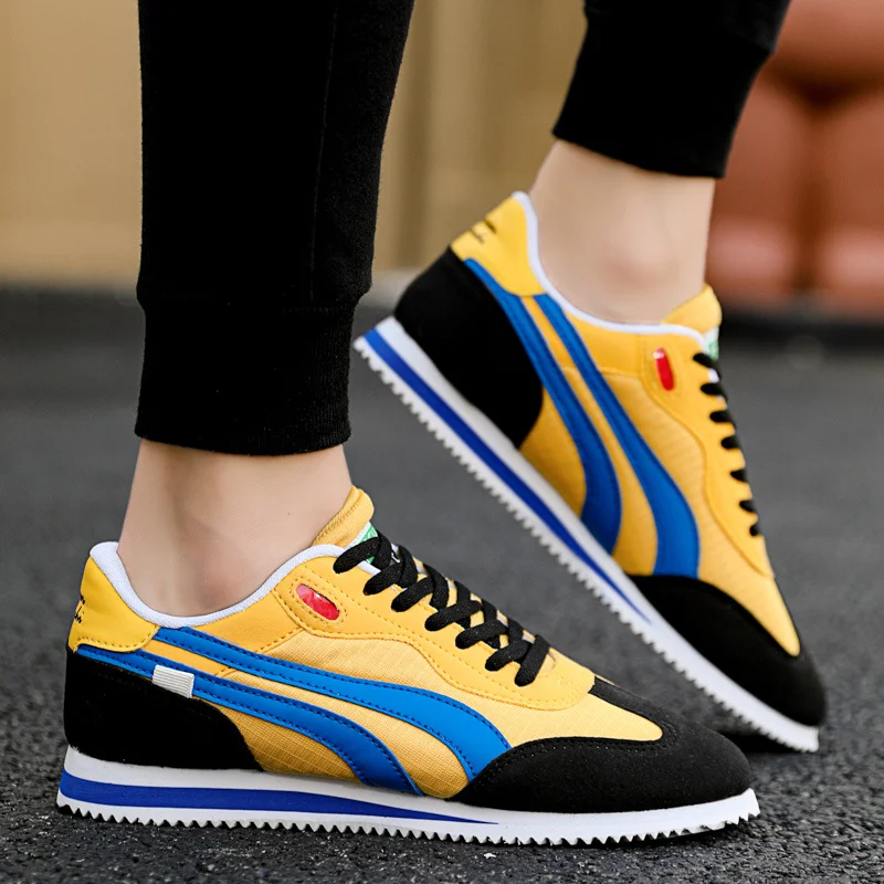 Spring New 2023 Fashion Yellow Low Casual Sneakers Men Comfortable Flats Outdoor Sport Shoes Trainers Mens Sneakers Basket Homme