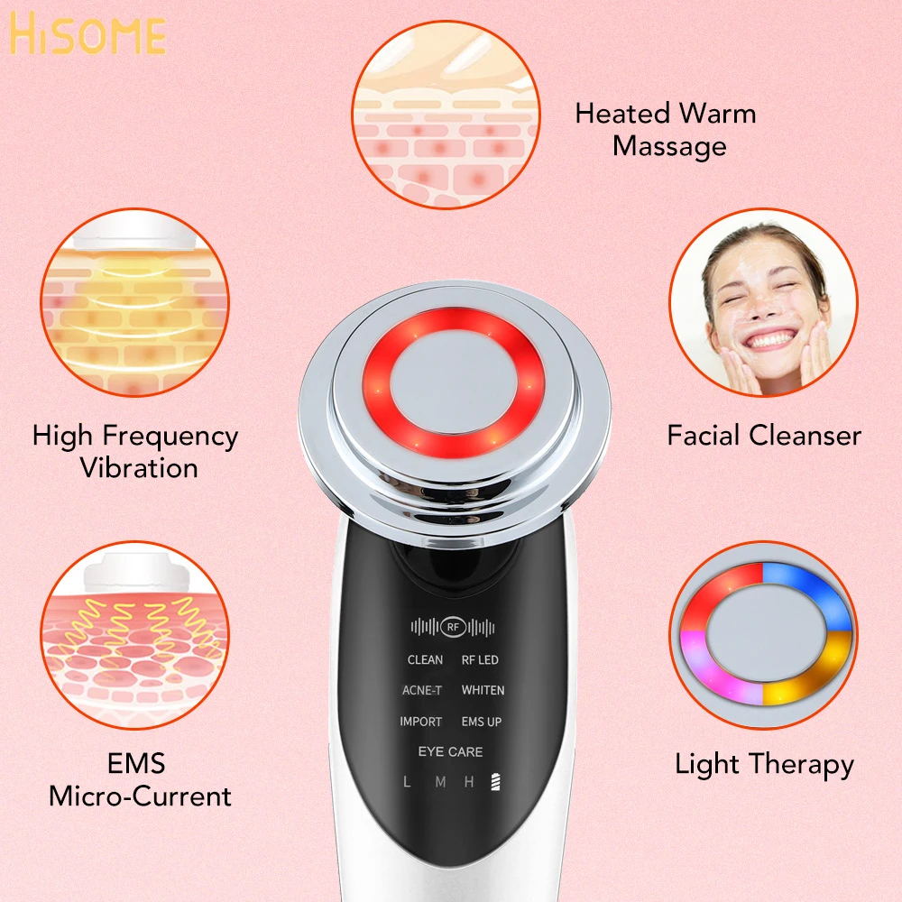 

7 in 1 RF EMS Facial Massager Skin Care Tools Face Lift Multifunction Firm Device Skin Rejuvenation Wrinkle Removal Face Beauty