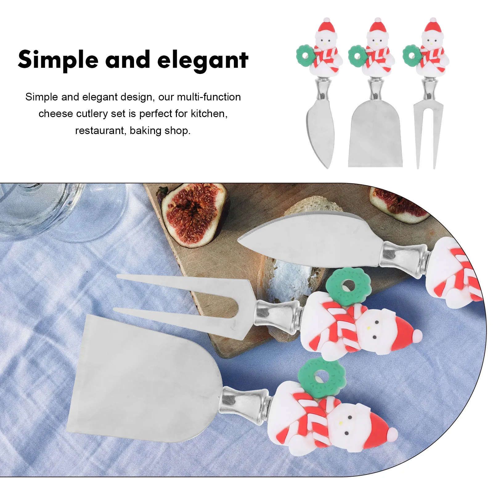 

3Pcs Cheese Cutlery Set Stainless Steel Silicone Heavy Duty Cheese Cutter Fork for Kitchen Home Baking Tools Kitchen Accessories