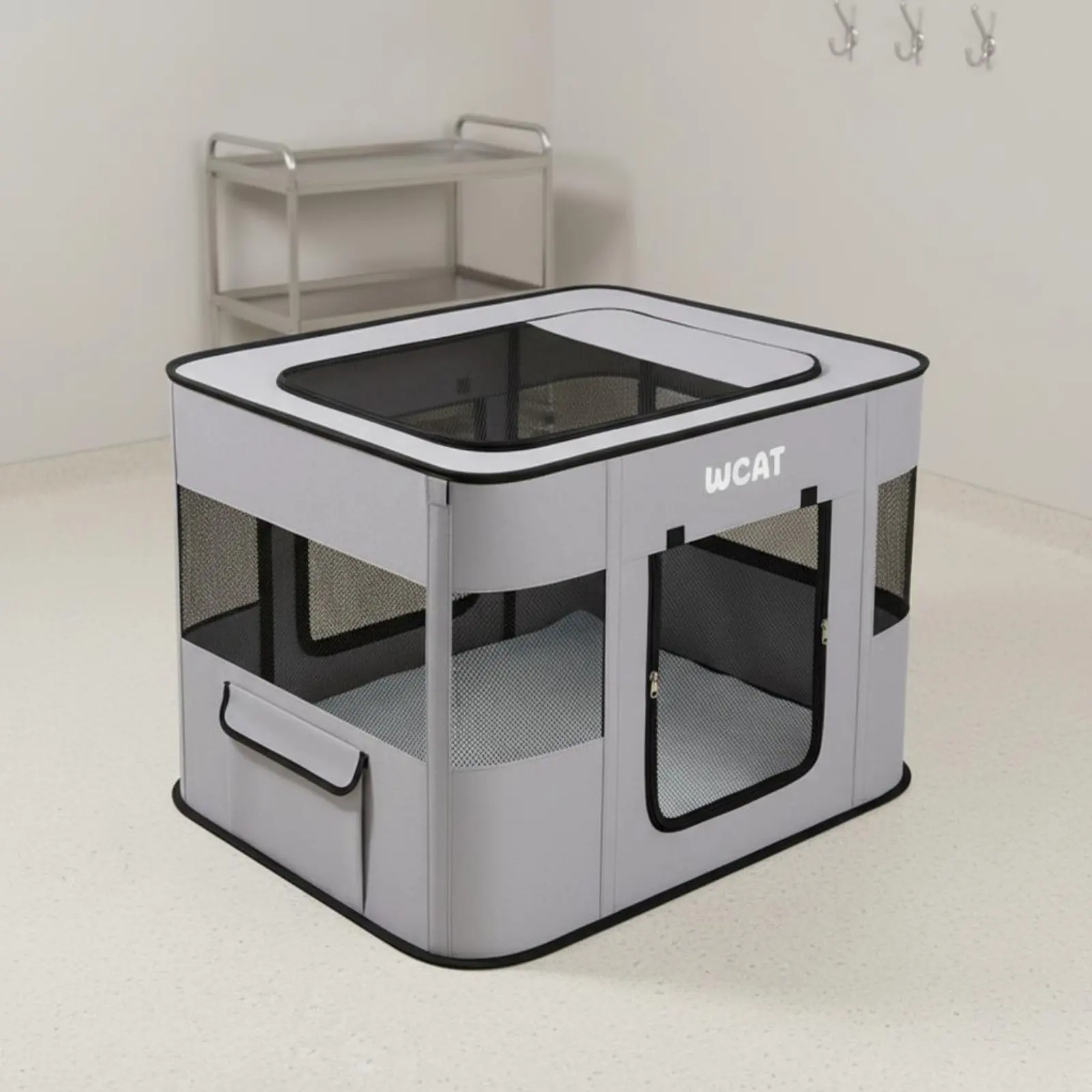 

Feline Birthing Tent Breathable Feline Nesting Box Mesh Pet Tent Easy Setup Portable Dog Kennel Zippered Door for Resting