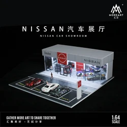 Timemicro+MoreArt 1:64 NISSAN LAWSON Shell BENS Showroom verlichting montagescène - Op voorraad - Snelle levering