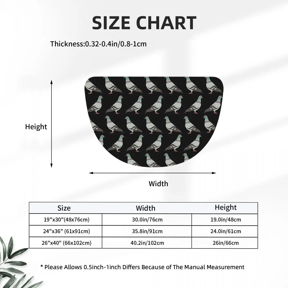 Pigeon Walk 2020, Black Background Soft Flannel Half Round Doormat Non Slip Bathroom Mat Absorbent Floor Carpet for Laundry Room