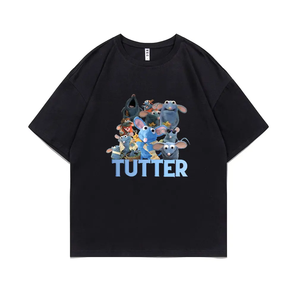 Tutter Rat Meme T-shirt Funny Mouse Print T Shirts Men Women Casual Pure Cotton Tshirt Men\'s High Quality Oversized Streetwear