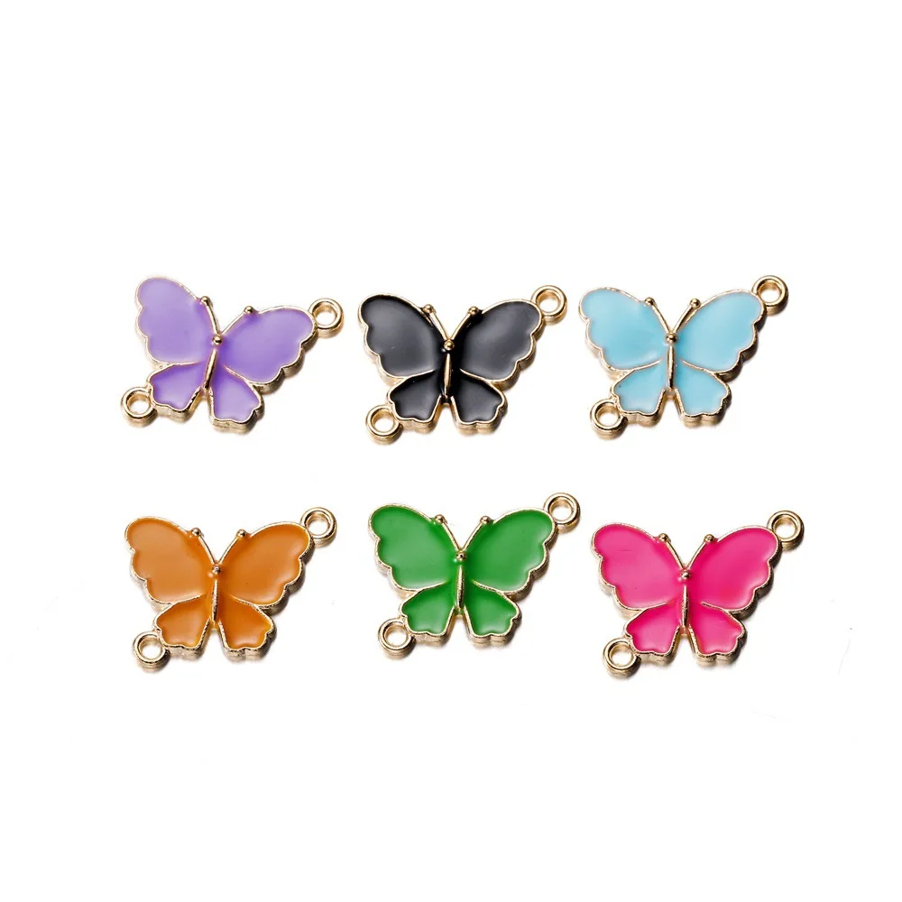 10PCS Hot Selling Alloy Butterfly Pendant 15 * 20mm Purple Necklace Ring Earrings Pendant DIY Jewelry Accessories Wholesale