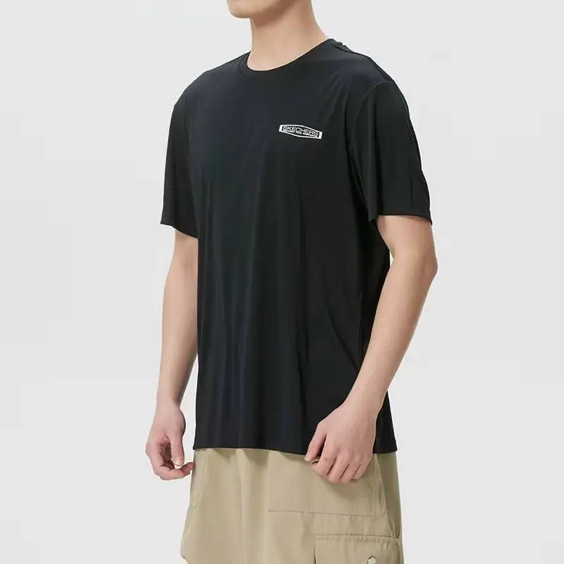 

Мужские базовые футболки Skechers с круглым вырезом и короткими рукавами P226M155-0019/0018, мягкие дышащие повседневные топы, последняя модель