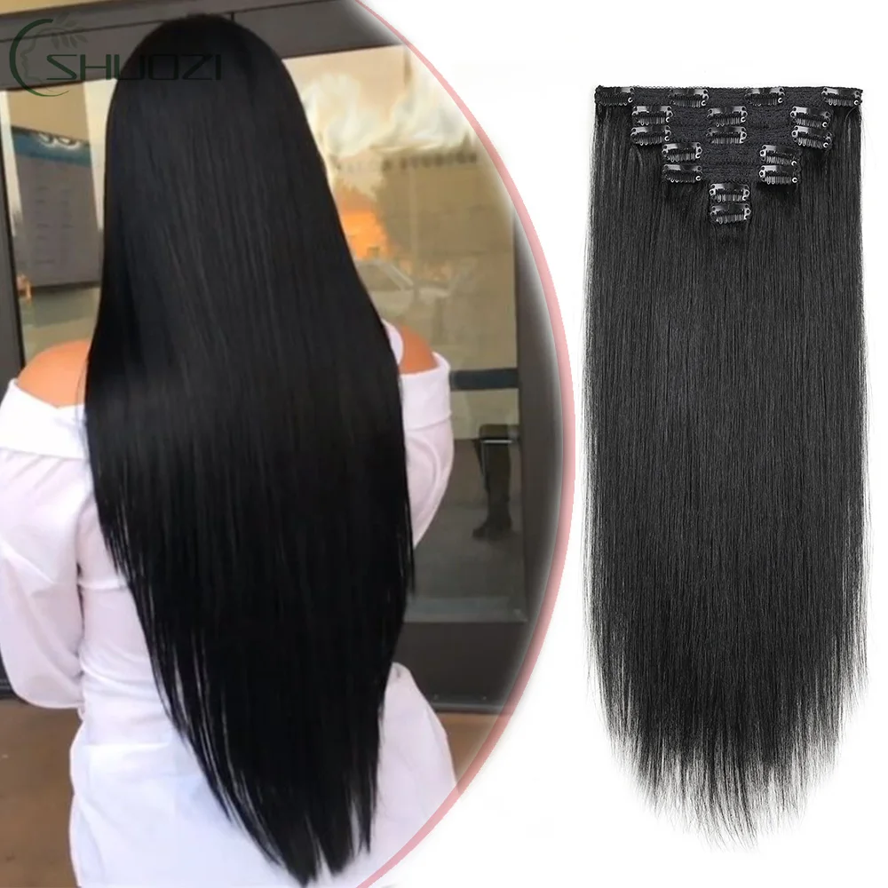 Clip-in menselijk haarverlenging Clip-on haar Blond Remy menselijk haar Steil Natuurlijk echt haar Voor schoonheidsvrouwen 12-18" 7 stks/set 70g