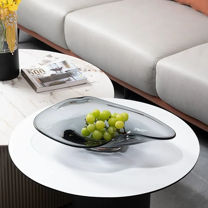 Creative Italian Style Glass Fruit Plate Modern Light Luxury Home Decor Ornament For Living Room Tea Table Designer Serving