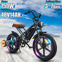 X50 Electric Bike 750W Motor 48V14AH Lithium Battery Adult Motorcycle Snow E-bike 20*4.0 Inch Fat Tire Mountain Electric Bicycle